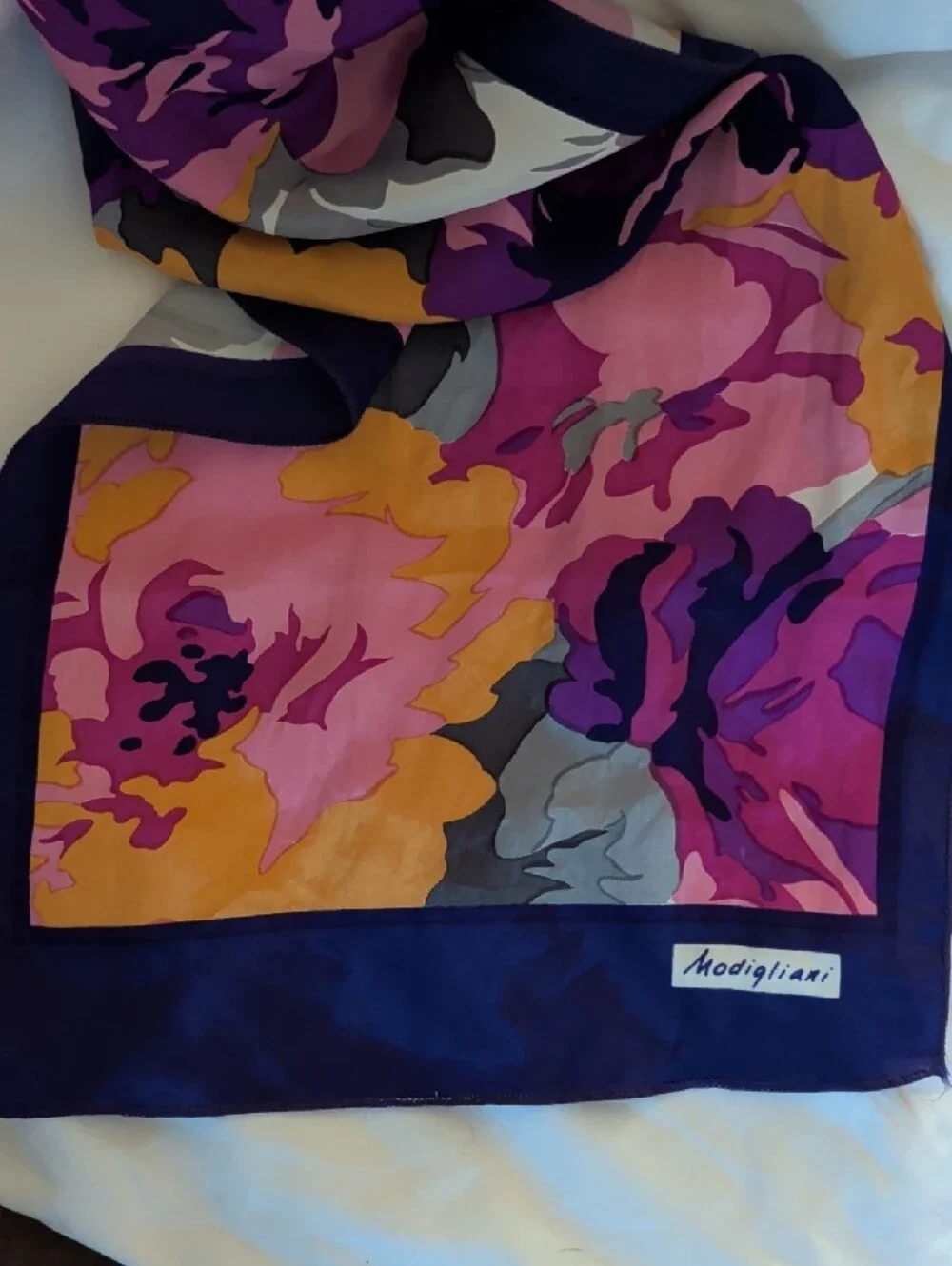 Vintage Modigliani Purple Floral Silk Scarf